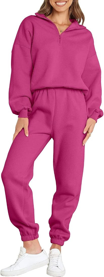 Prinbara Womens Half Zip Pullover Long Sleeve Sweatshirt Jogger Pants Lounge Sets 2 Piece Outfits... | Amazon (US)