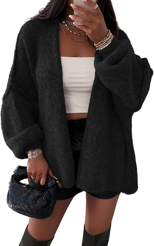 ATHMILE Womens Fall Oversized Cardigan Sweaters Long Lantern Sleeve Knit Open Front Lightweight W... | Amazon (US)