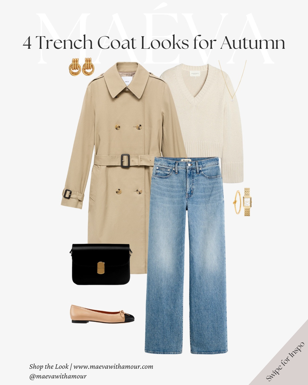 4 Trench Coat Looks for Autumn 🧥 This season, I built a mini capsule around my forever staple: the trench coat ✨ From cozy knits to layered cardigans, these 4 outfits show how versatile and timeless autumn style can be!
 
🤎 Adore these looks? Comment SHOP to receive a DM with the link or head to the link in bio to shop the outfits & more! 

✨ Discover the latest article about this edit and French-inspired style at maevawithamour.com

👉 Save & Follow to discover French-inspired style and wardrobe tips, designed to elevate your everyday fashion!

With Amour, M.

#autumnoutfit #earlyfall #outfitinspo #stylingtips #frenchstyle #parisianstyle #trenchcoat

#LTKTravel #LTKSeasonal #LTKStyleTip