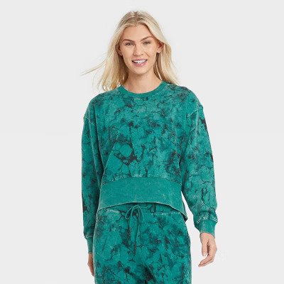Women's French Terry Acid Wash Crewneck Pullover - JoyLab™ | Target