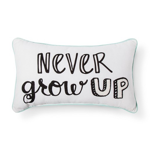 Never Grow Up Throw Pillow (20"x12") White & Black - Pillowfort™ | Target