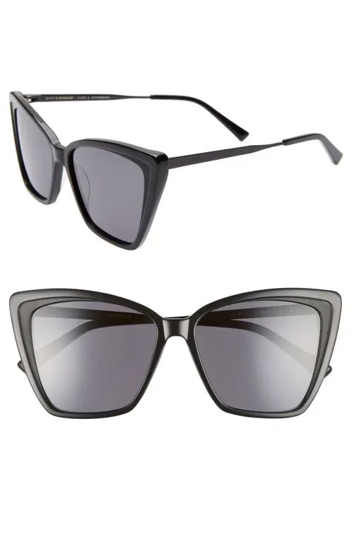 DIFF Becky II 55mm Cat Eye Sunglasses in Black/Dark Smoke at Nordstrom | Nordstrom