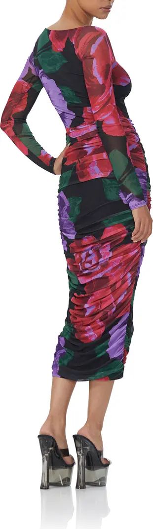 Sierra Floral Cutout Long Sleeve Midi Dress | Nordstrom