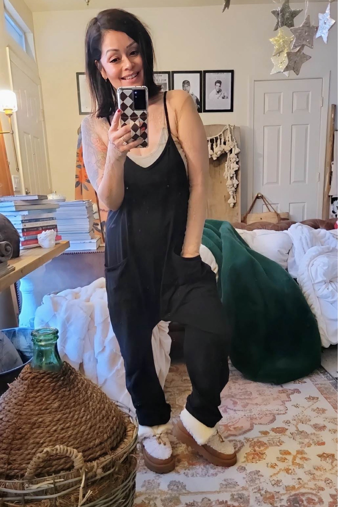 Cozy outfit. Wearing a small in the onesie & medium in the lace top. 
Shoes are super comfortable & are tts



#LTKSaleAlert #LTKTravel #LTKStyleTip