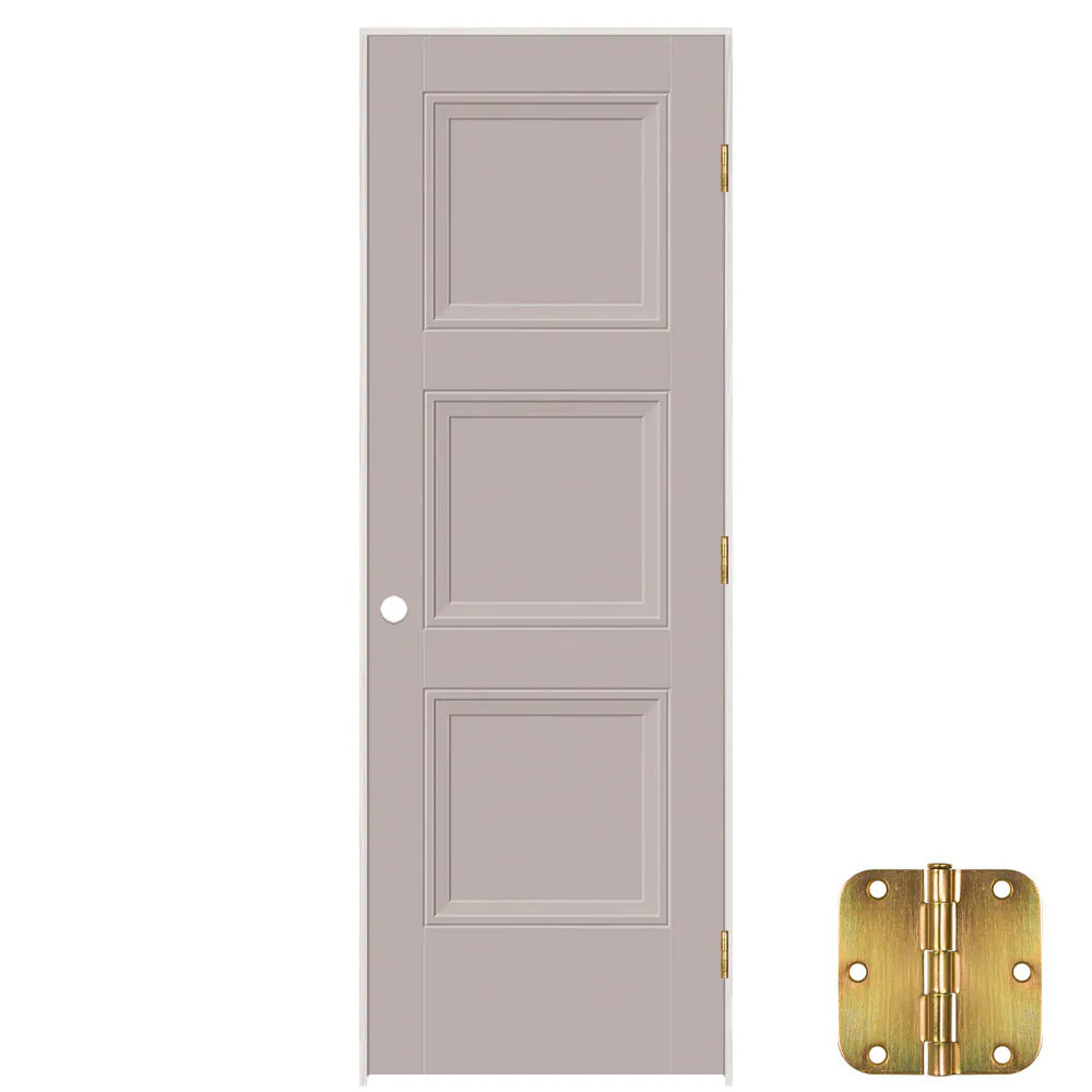 Masonite 36-in x 80-in Driftwood Solid Core 3-panel Left Hand Molded Composite Single Prehung Interior Door one_size in Gray | 641355 | Lowe's
