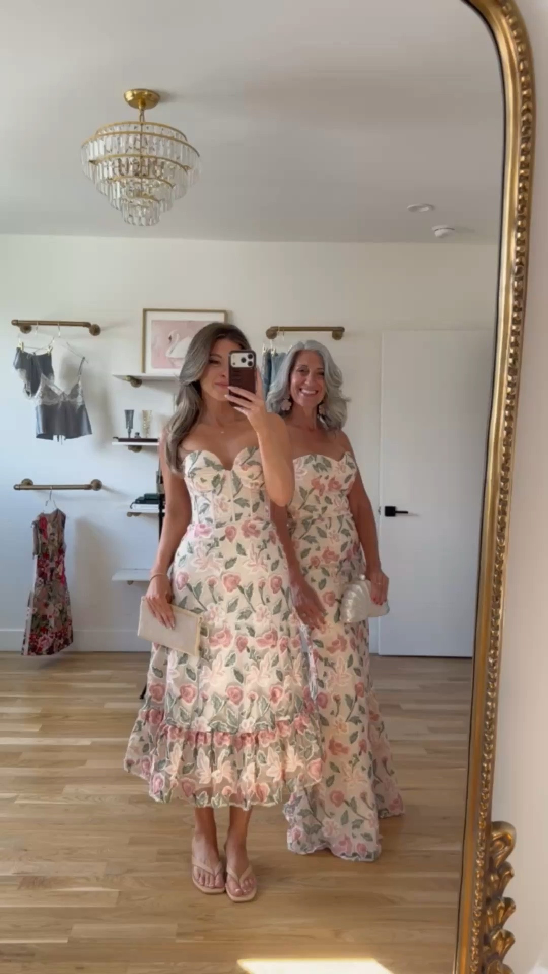 Mom and me strapless floral wedding guest and formal event dresses  

divi: emerson15
vici:emerson30
dress the population: emerson15

i did my normal size small 
mom did her normal size medium

Wedding guest
Formal event
Black tie
Floral
Metallic
Pleated
Mother of the bride
Special occasion 
 
#LTKformal #LTKwedding #LTKdress