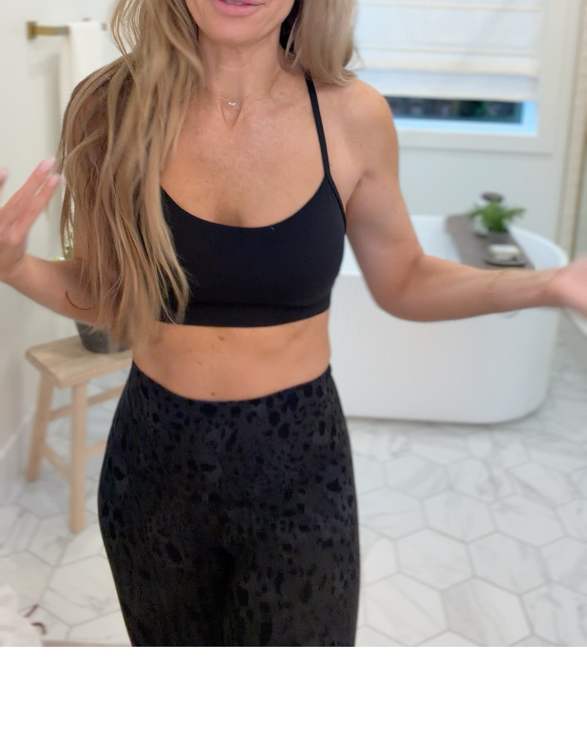 Amazon workout outfit of the day. Sports bra size small. Seamless front yoga pants size small. My weighted vest is 6 pounds. Most frequently used kettlebell weight is 20 pounds. Linking all my at home workout equipment from Amazon and my vibration plate.