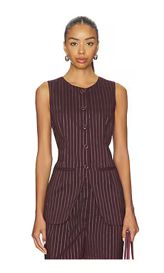 SIMONMILLER Sabine Pinstripe Vest in Bordeaux Metallic Pinstripe from Revolve.com | Revolve Clothing (Global)
