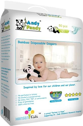 Andy Pandy Biodegradable Premium Bamboo Disposable Diapers - Newborn, for Babies Weighing 7-10 lb... | Amazon (US)