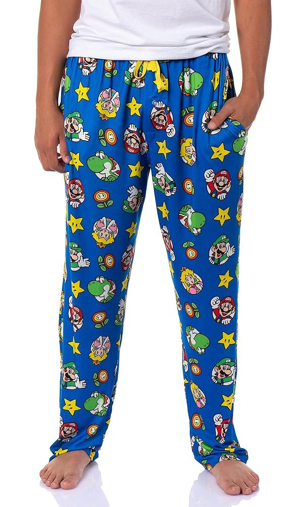 Nintendo Men's Super Mario Luigi Peach Yoshi AOP Soft Sleep Lounge Pajama Pants | Amazon (US)