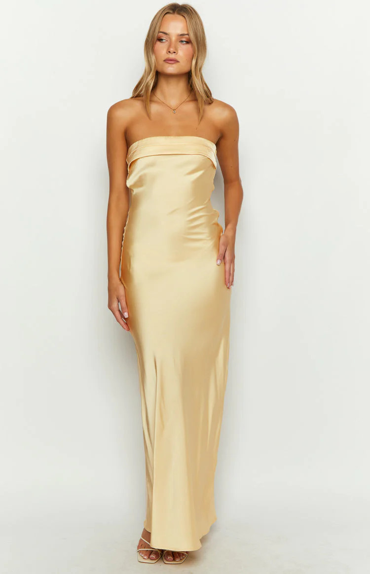 Maiah Yellow Maxi Dress | Beginning Boutique (US)