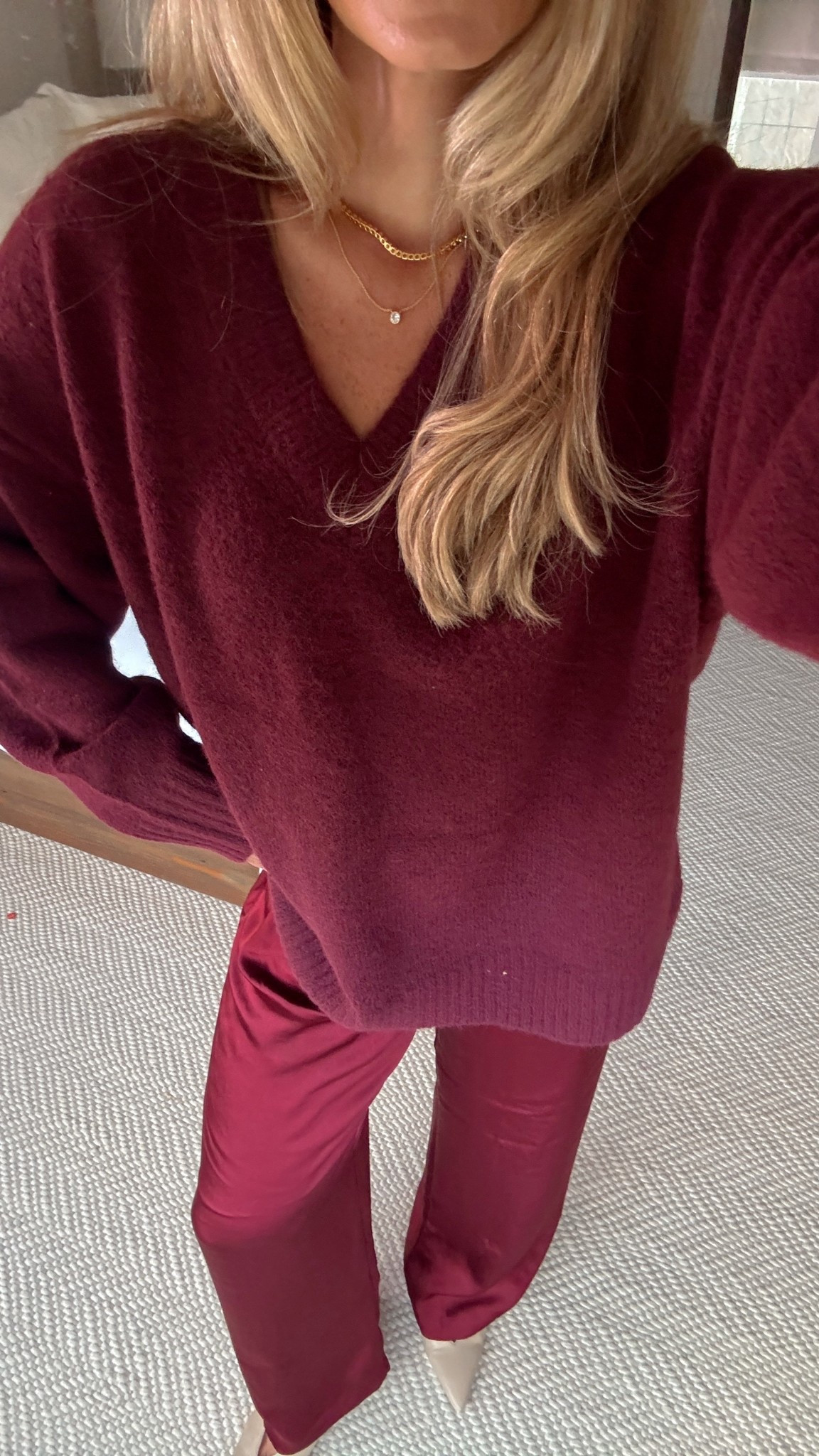 Comfy holiday outfit 🫶🏼 Up to 40% off at Abercrombie! Wearing medium in oversized sweater and small in satin pants. Linking similar pants because they are almost/out of stock!

#LTKootd #LTKHoliday #LTKSaleAlert