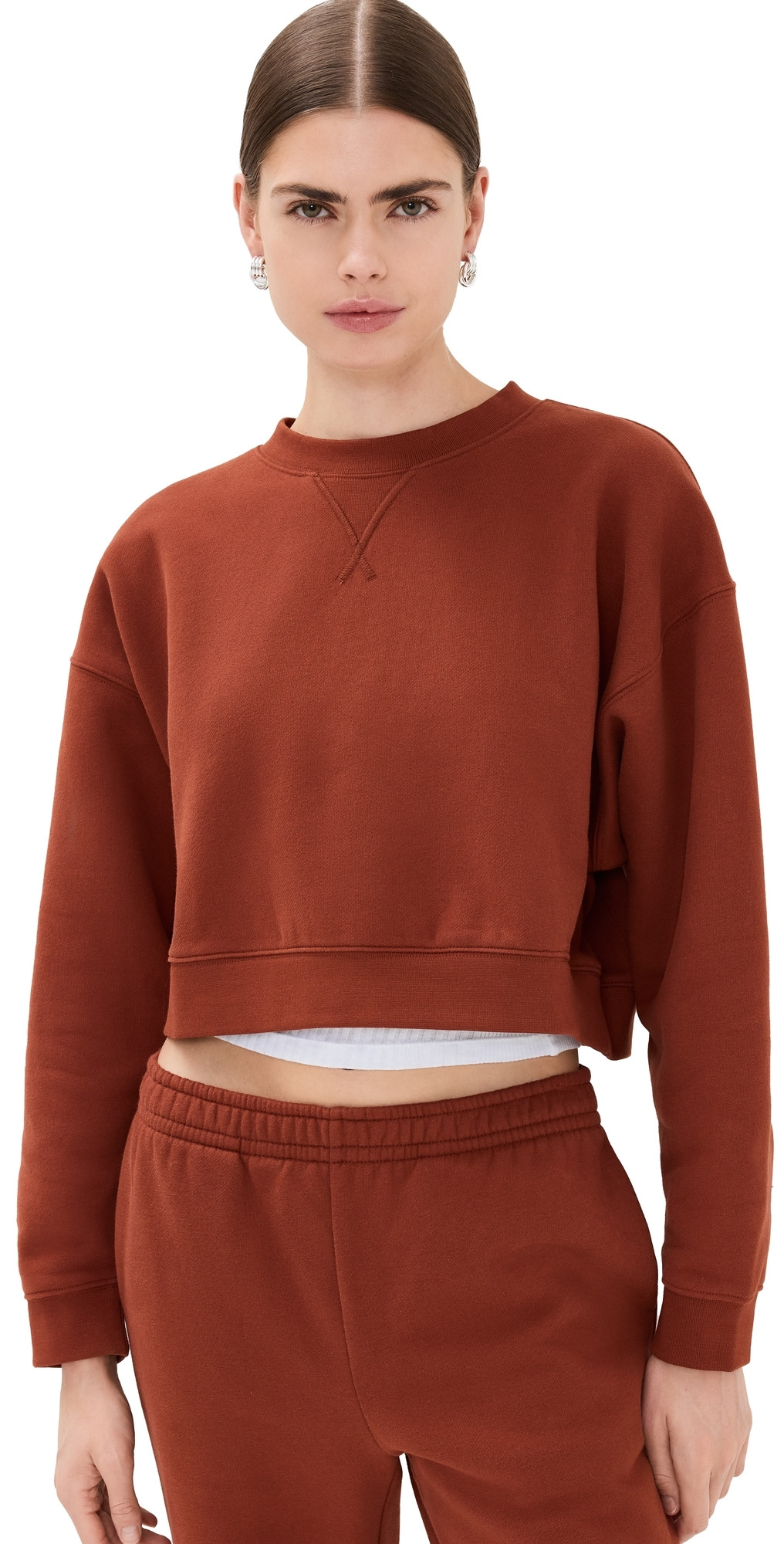 Reformation Grace Cropped Vintage Sweatshirt Fig Jam XL | Shopbop