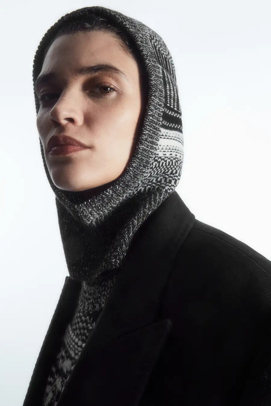 FAIR ISLE MERINO WOOL BALACLAVA - BLACK / WHITE - COS | COS UK