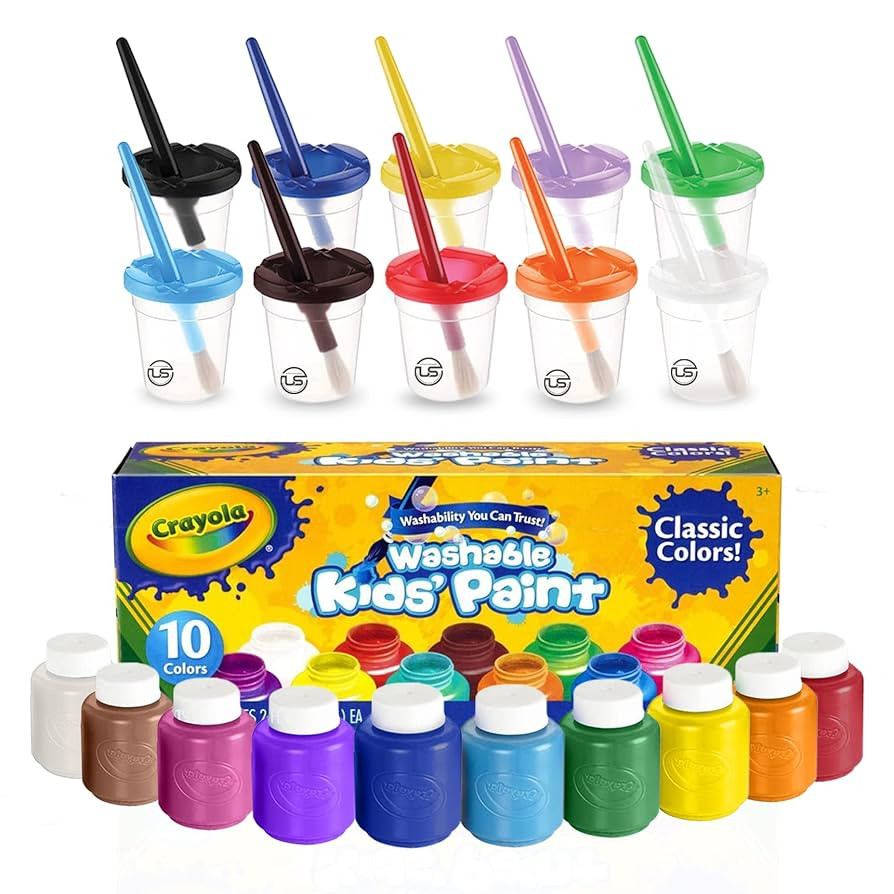 Kids Painting Set, Washable Paint for Kids with Paint Cups and Toddler Paintbrushes, Non Toxic Wa... | Amazon (US)