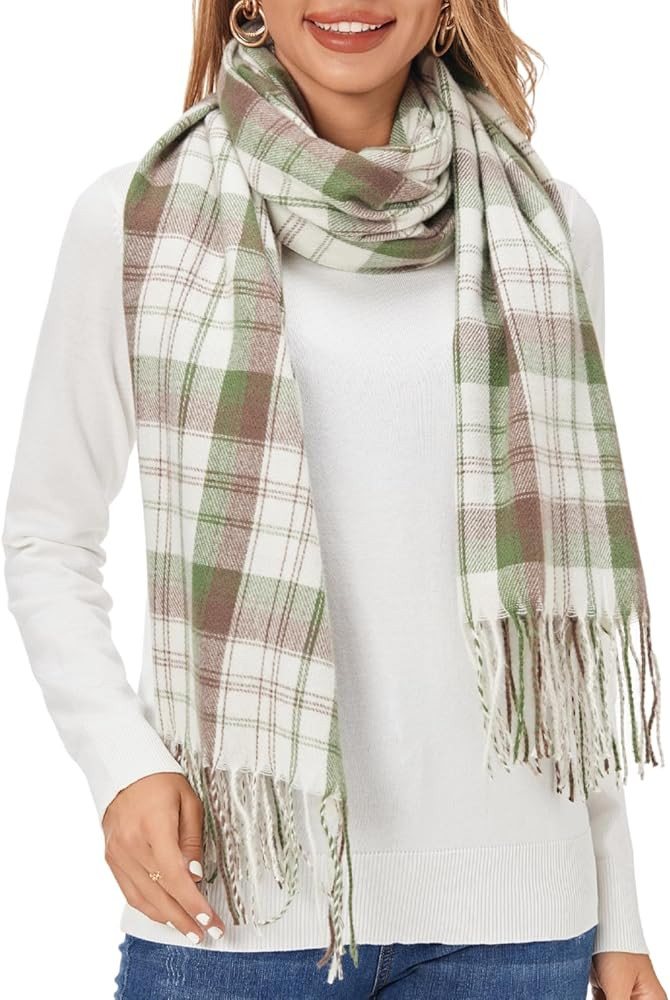 Fuinloth Women's Large Plaid Scarf Fashion Long Shawl Wrap for Winter Warm Lightweight | Amazon (US)
