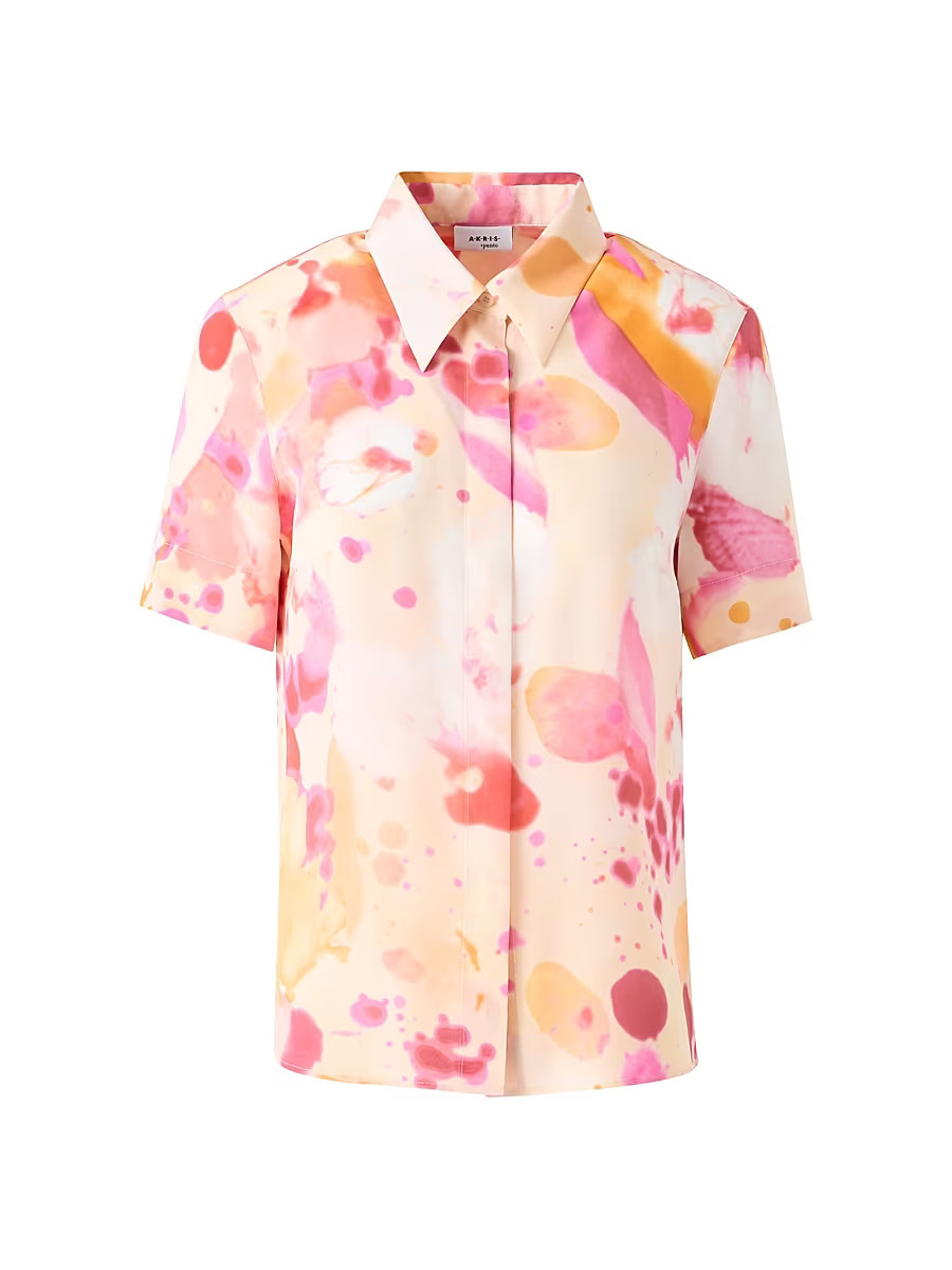 Women's Printed Silk Shirt - Blush Multi - Size 4 | Saks Fifth Avenue