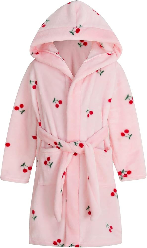 Umeyda Girls Fleece Hooded Robes, Warm Printed Bath Robe for Kids Soft Fuzzy Bathrobe for Gifts | Amazon (US)