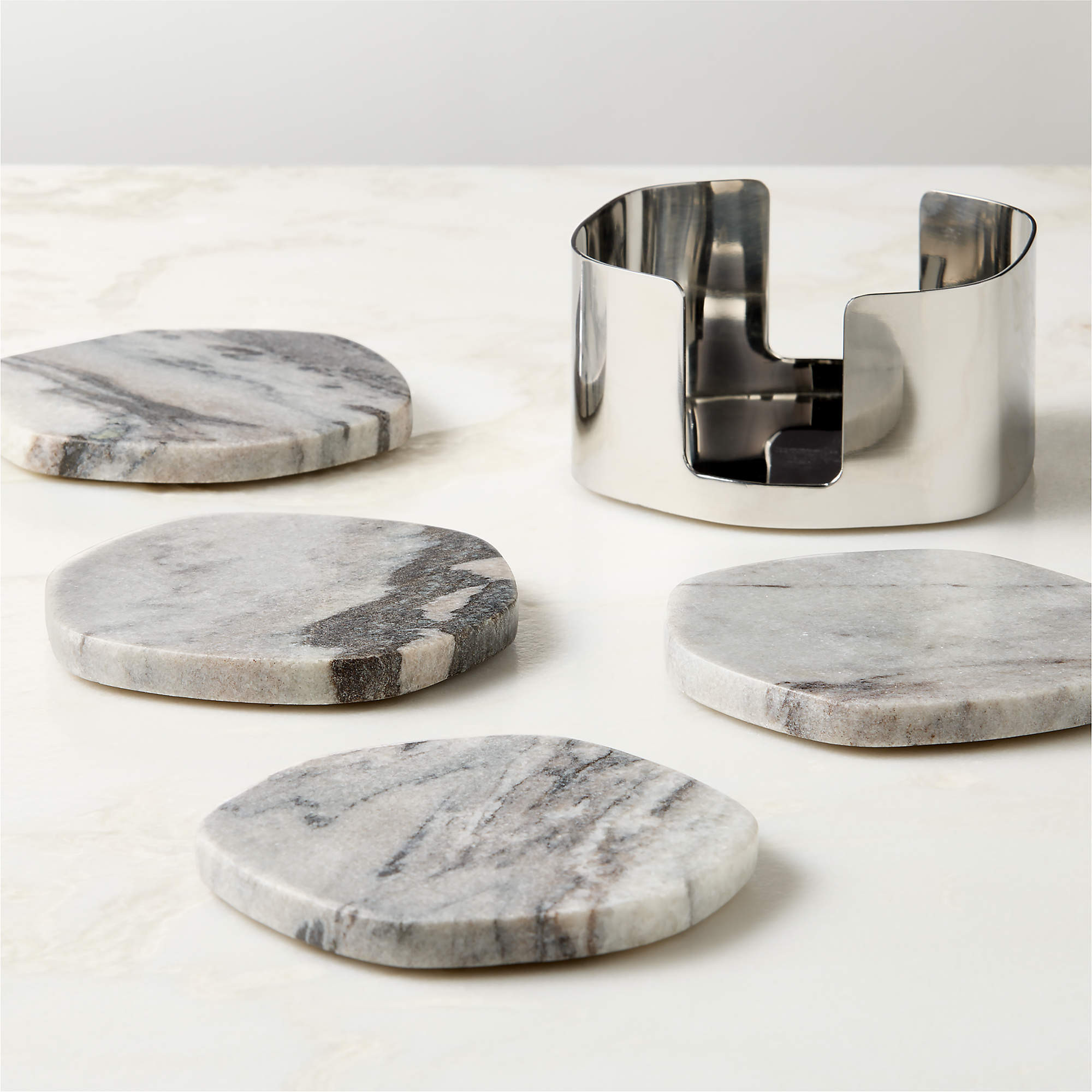 Matteo Grey Marble Coasters Set of 4 | CB2 | CB2