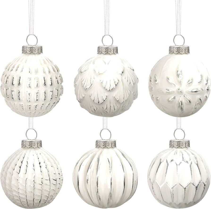 Amazon.com: Farmhouse Ball Ornaments Distressed Metal Glass Ball Vintage Style Christmas Balls Re... | Amazon (US)