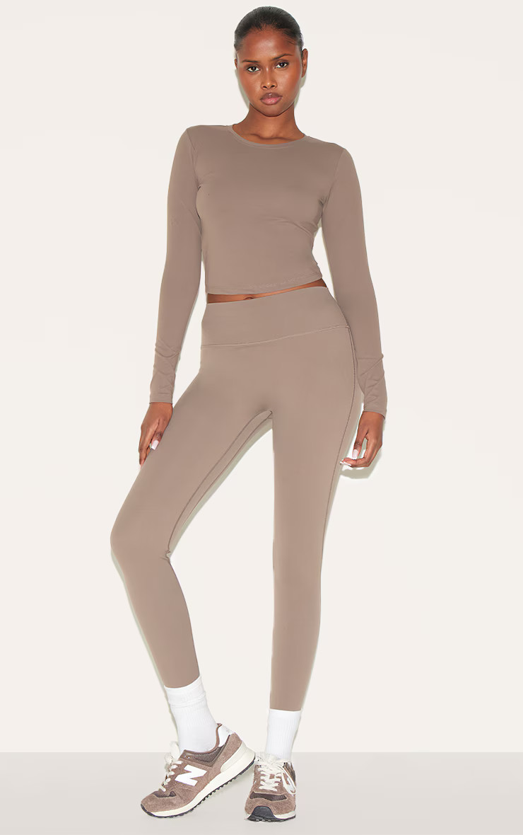 Brown Ultimate Sculpt High Waist Gym Leggings | PrettyLittleThing US