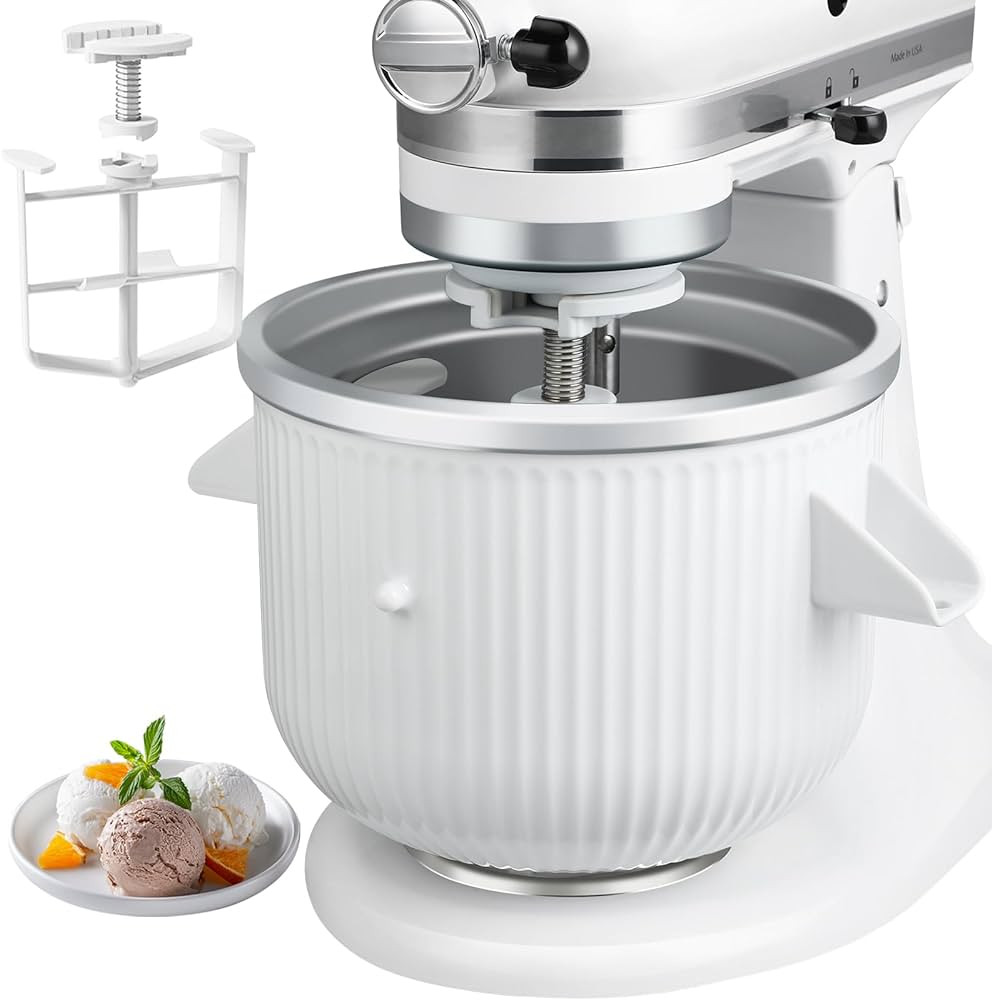 Ice Cream Maker Attachment for KitchenAid Stand Mixer, 2 Quart Frozen Yogurt Ice Cream & Sorbet G... | Amazon (US)