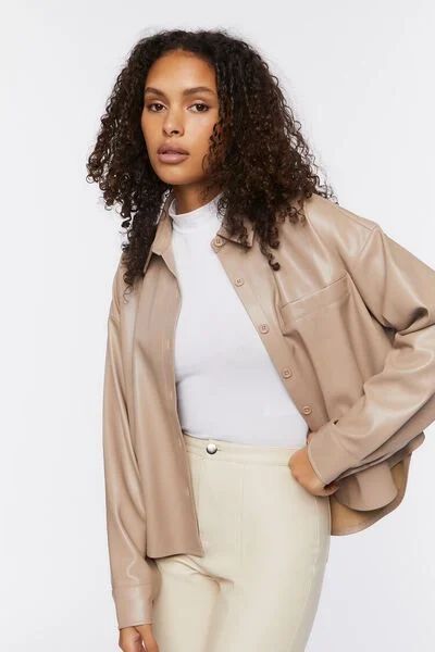 Oversized Faux Leather Shirt | Forever 21 (US)