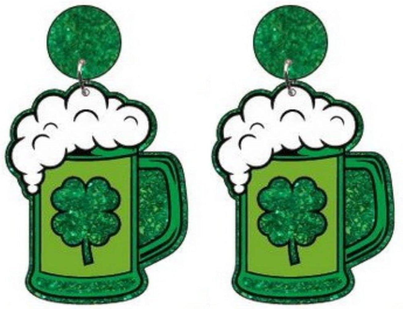 St. Patrick's Day Earrings Acrylic Irish Shamrock Dangle Earrings Green Lucky Clover Earrings for... | Amazon (US)