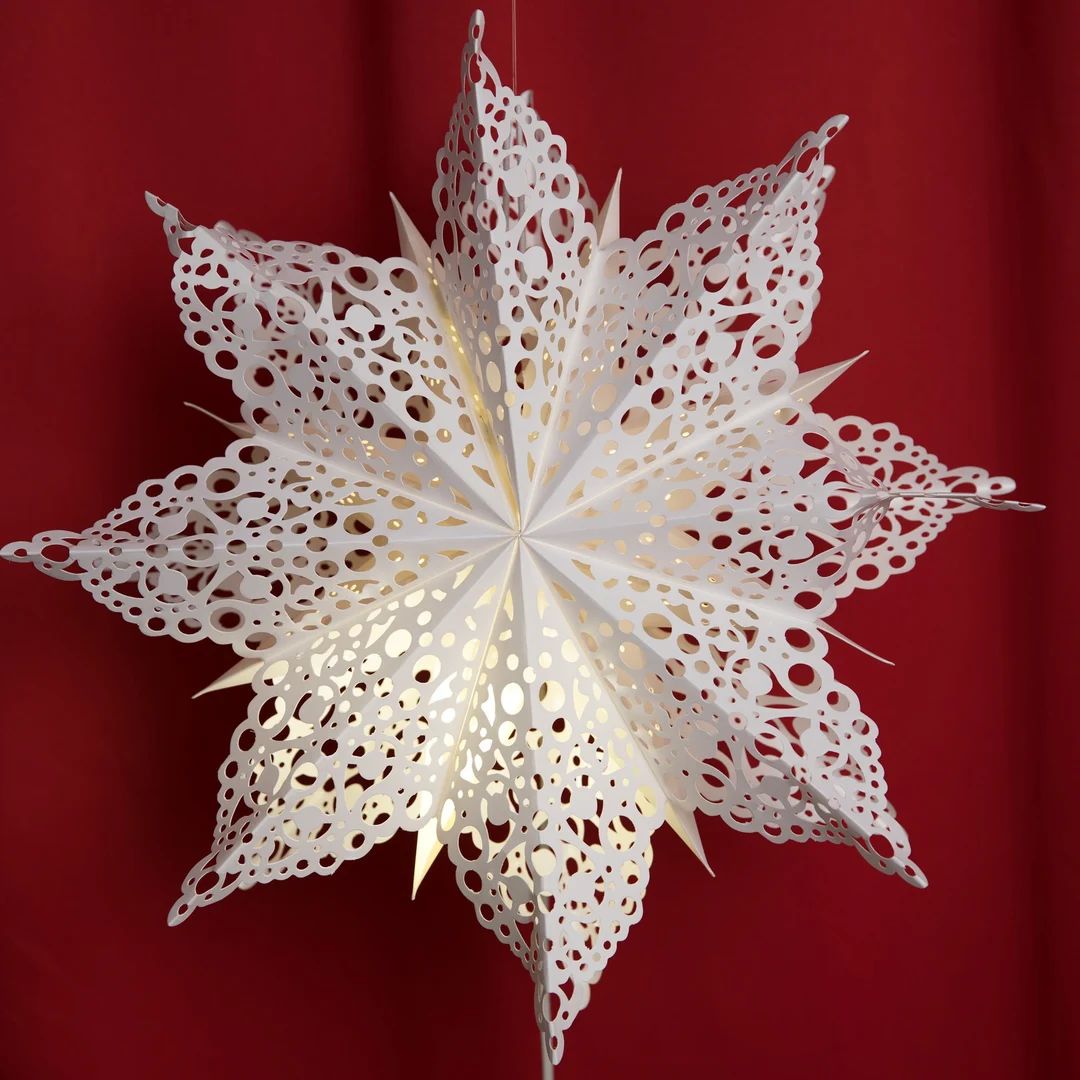Large Paper Snowflake Lanterns hanging Star Lightschristmas& - Etsy | Etsy (US)