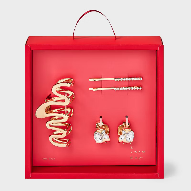 Clear Glass Bobby Pin Claw Hair Clip 5pc - A New Day™ Gold | Target