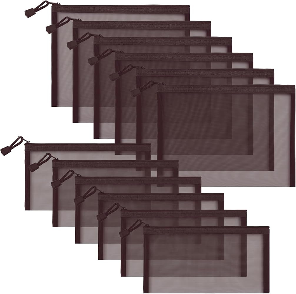 12 Pieces Zipper Nylon Mesh Pouch, Mesh Cosmetic Bags Makeup Bags Pencil Case, Multipurpose Trave... | Amazon (US)