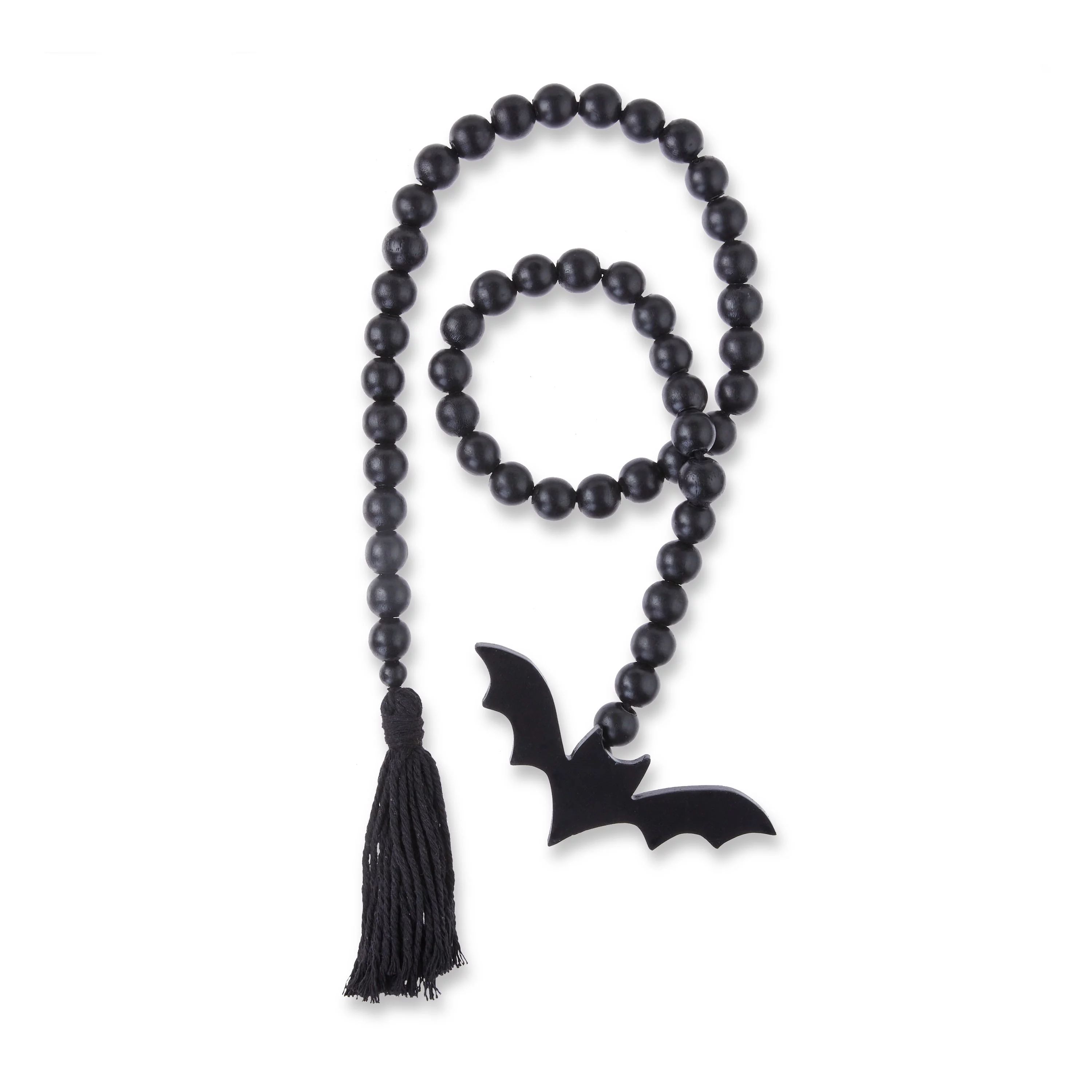 Halloween Black Wood Bead Garland Decoration, 2.1 in x 36 in, by Way To Celebrate | Walmart (US)