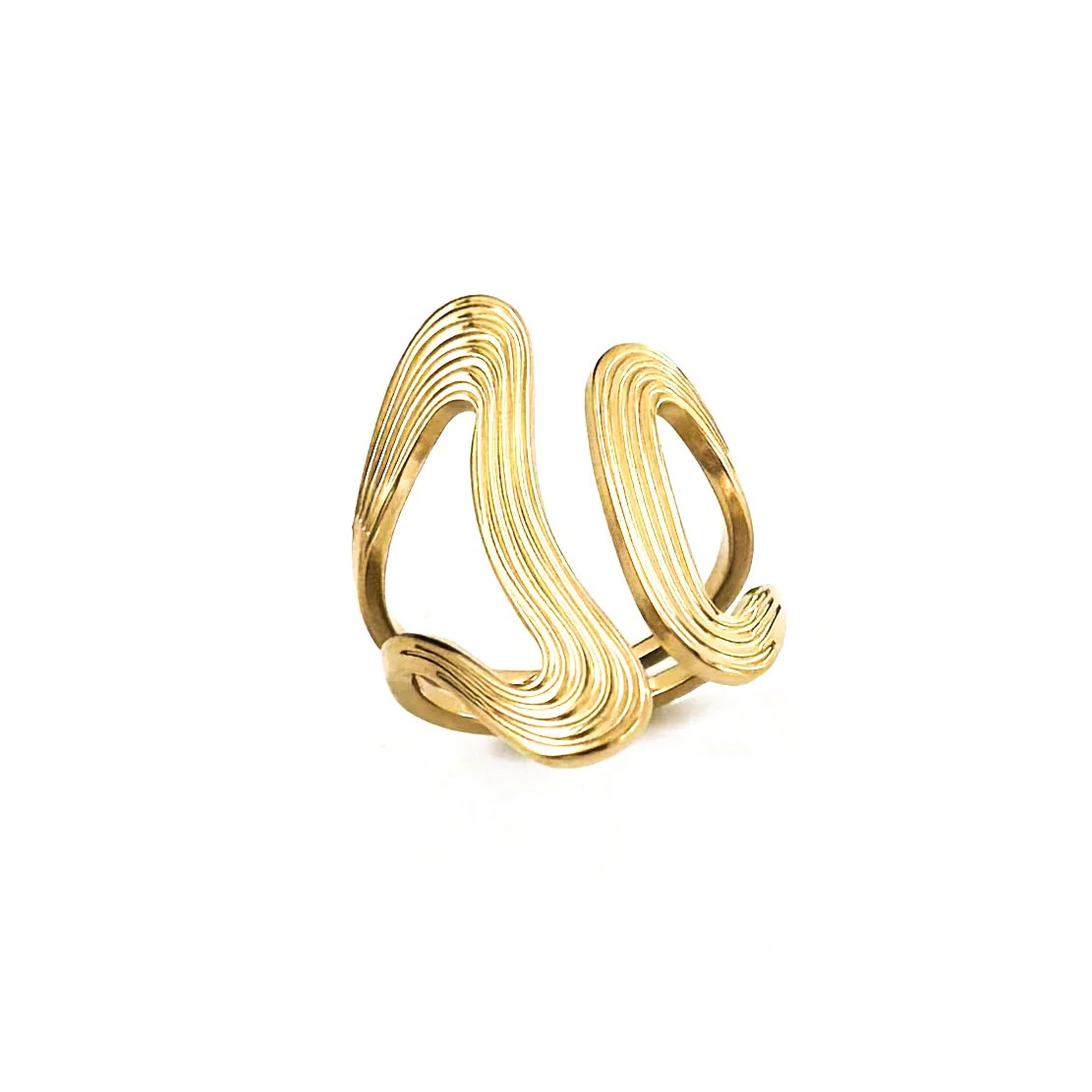 Rita Gold Adjustable Wavy Ring - Beljoy Jewelry | BÉLJOY