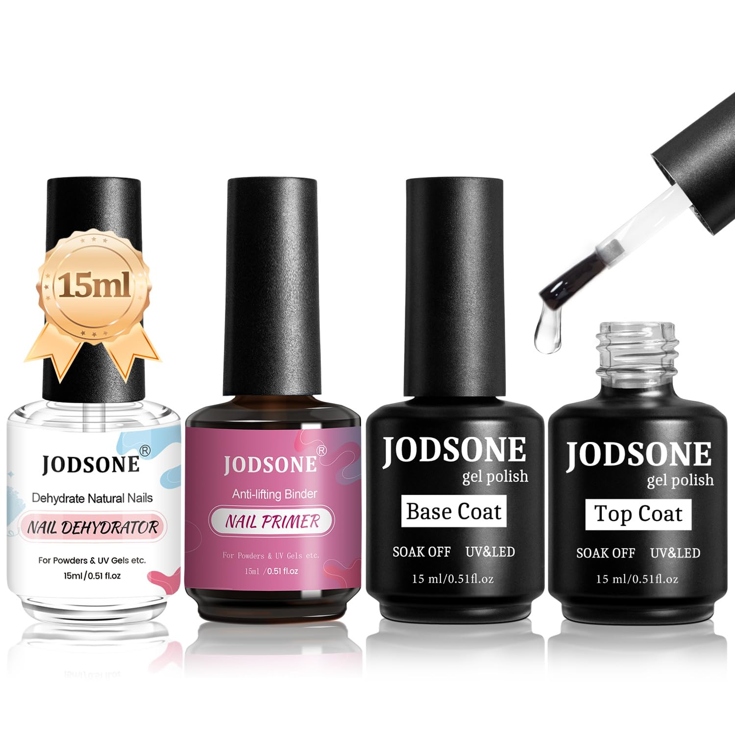 JODSONE 15ML Nail Primer Base Coat Top Coat Glossy Quick Drying Durable DIY Nail Art Design Long Lasting Gift | Amazon (US)