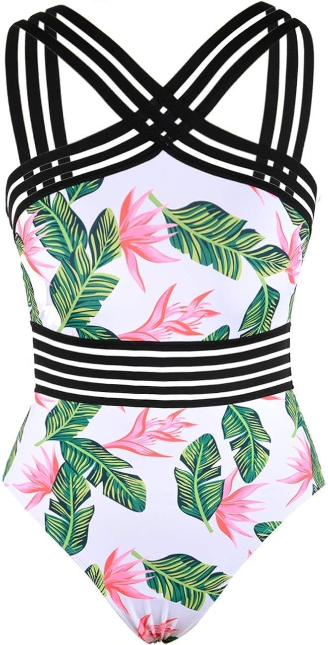 Hilor Women's One Piece Swimwear Front Crossover Swimsuits Hollow Bathing Suits Monokinis | Amazon (US)