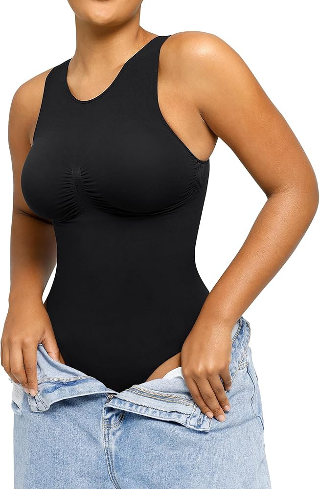 SHAPELLX Seamless Tummy Control Bodysuit Women's Sleeveless Slimming Top 2.0 V/Crew Neck Body Sui... | Amazon (US)