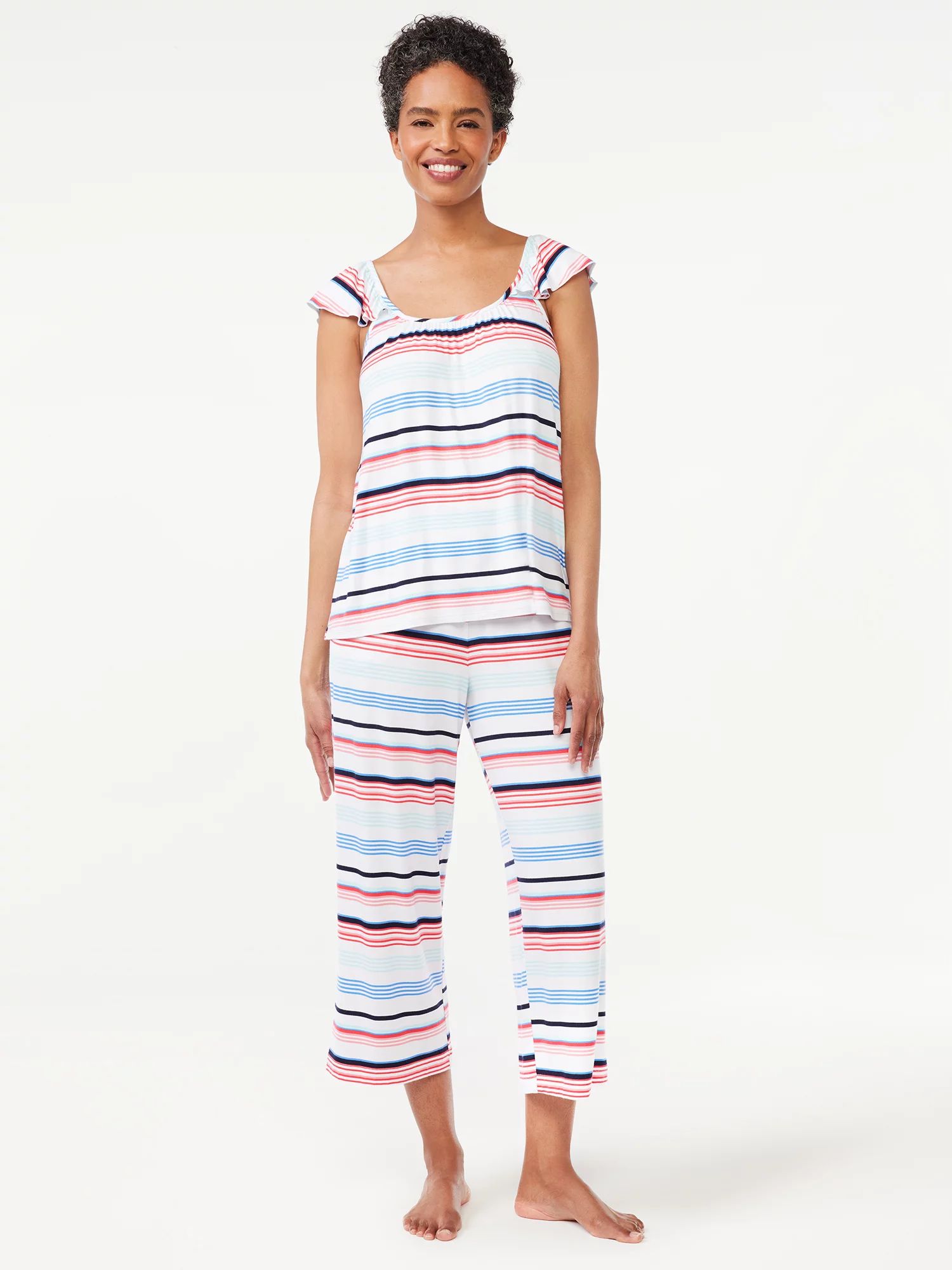 Joyspun Women's Ruffled Cami and Capris Pajama Set, 2-Piece, Sizes S to 3X - Walmart.com | Walmart (US)