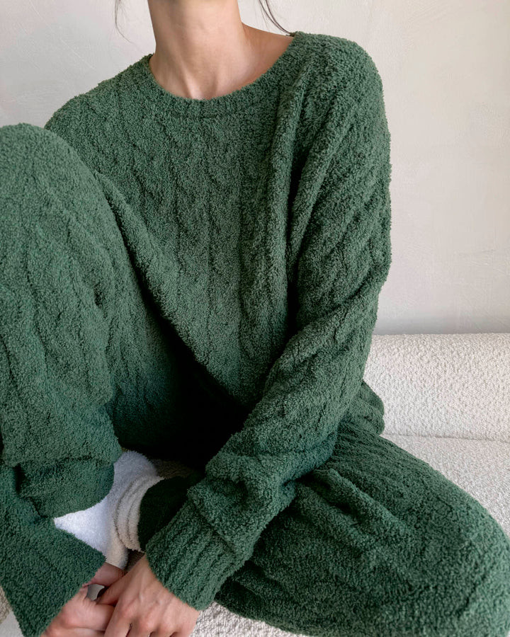 Forest Fuzzy Cable Knit Sweater PJ Set | Splendid