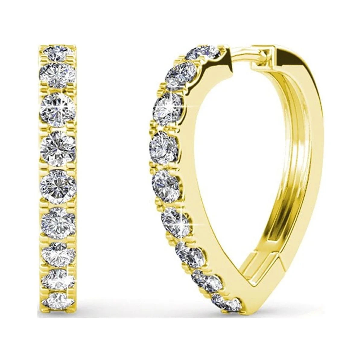 Cate & Chloe Waverly 18k Yellow Gold Plated Heart Hoop Earrings with Swarovski Crystals for Women | Walmart (US)