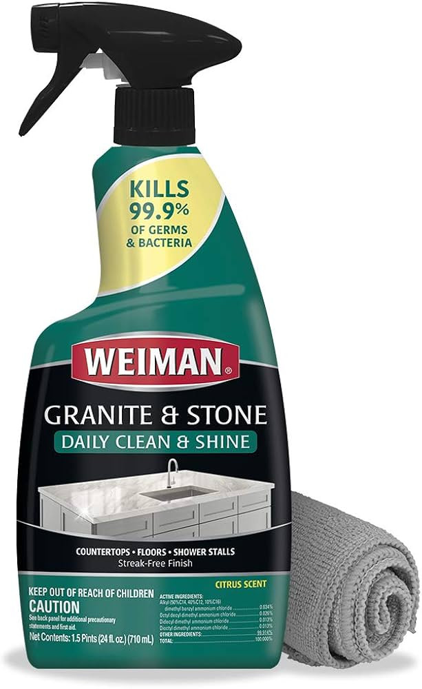 Weiman Disinfectant Granite Cleaner and Polish With Microfiber Cloth - Safely Clean Disinfect and... | Amazon (US)