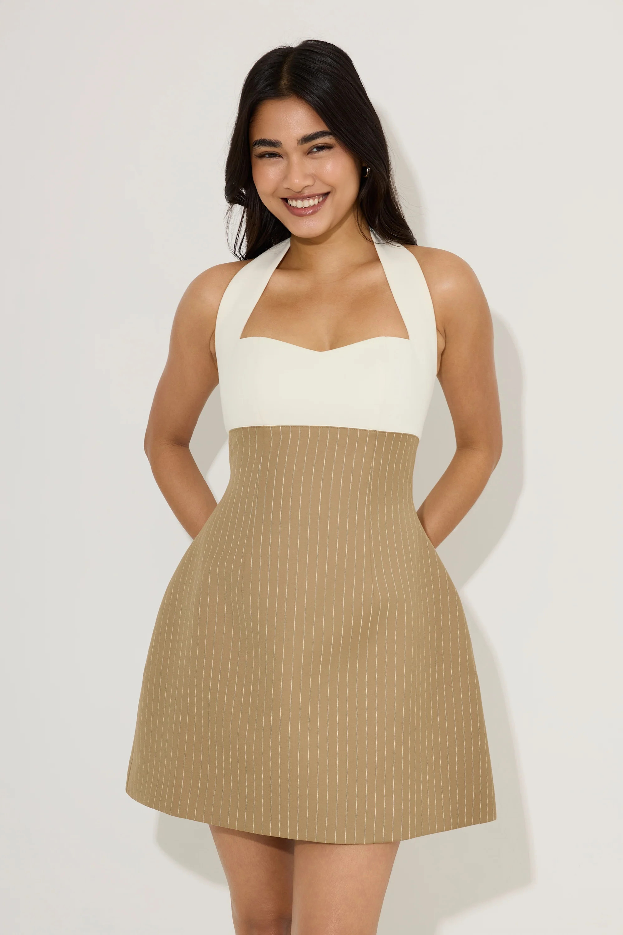 Cotton Mix Pinstripe Mini Dress | Odd Muse