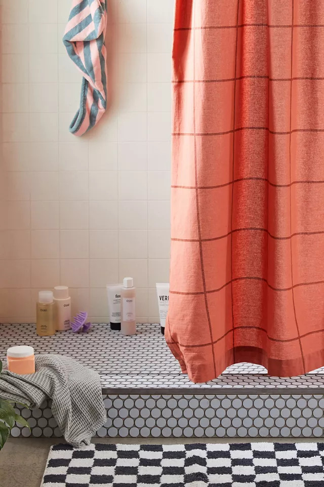 Distressed Check Shower Curtain | Urban Outfitters (US and RoW)