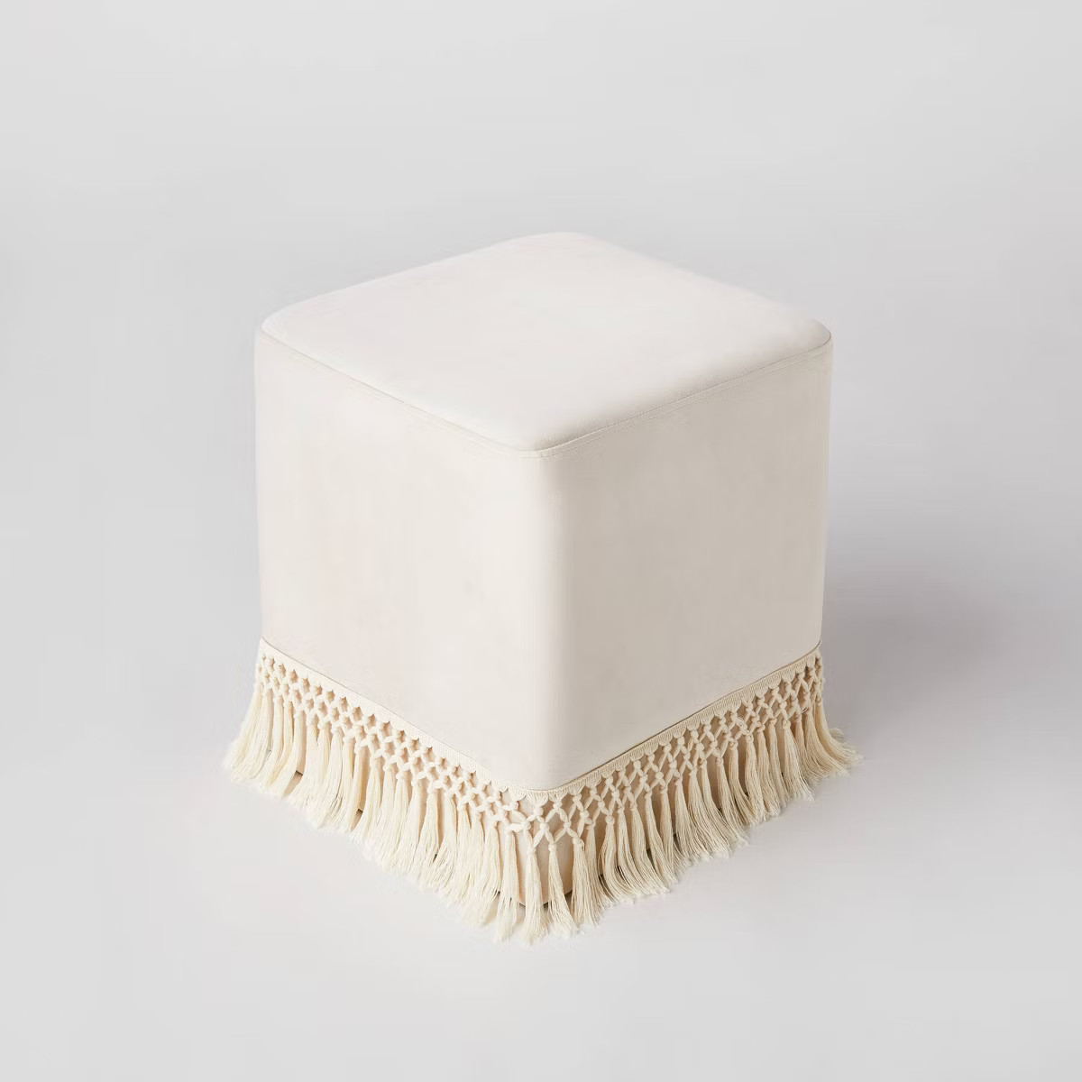 Westchester Fringe Cube Light Beige Velvet - Threshold™ designed with Studio McGee | Target