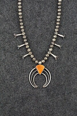 Spiny Oyster &amp; Sterling Silver Squash Blossom Necklace - Phil Garcia  | eBay | eBay US