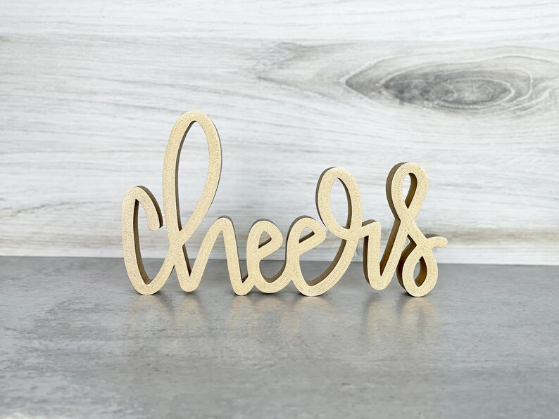 Cheers Sign Decor | Shelf Decor | Self Standing | Home Decor | Hand-Lettered | New Years Decor | ... | Etsy (US)