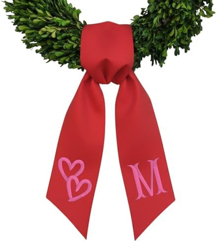 Morxy Monogrammed Valentine’s Day Wreath Sash - Personalized Front Door Decor,Plaid Design with... | Amazon (US)