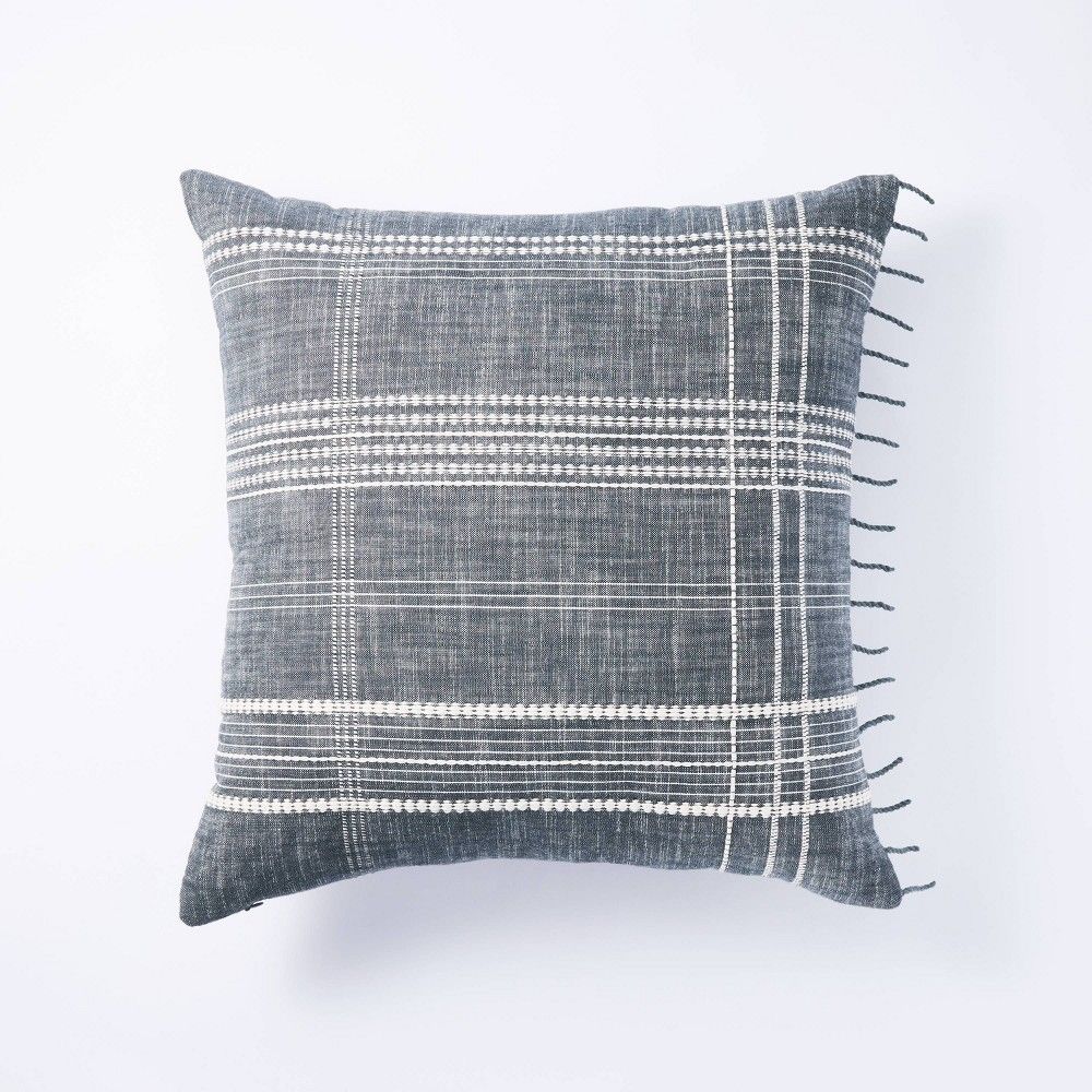 Square Woven Plaid Pillow Blue - Threshold designed with Studio McGee | Target