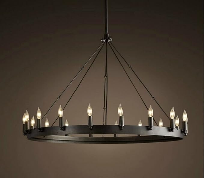 Iron Chandelier Dining Room Living Room Single Head Chandelier Simple - Retro Chandelier(Black,D1... | Amazon (US)