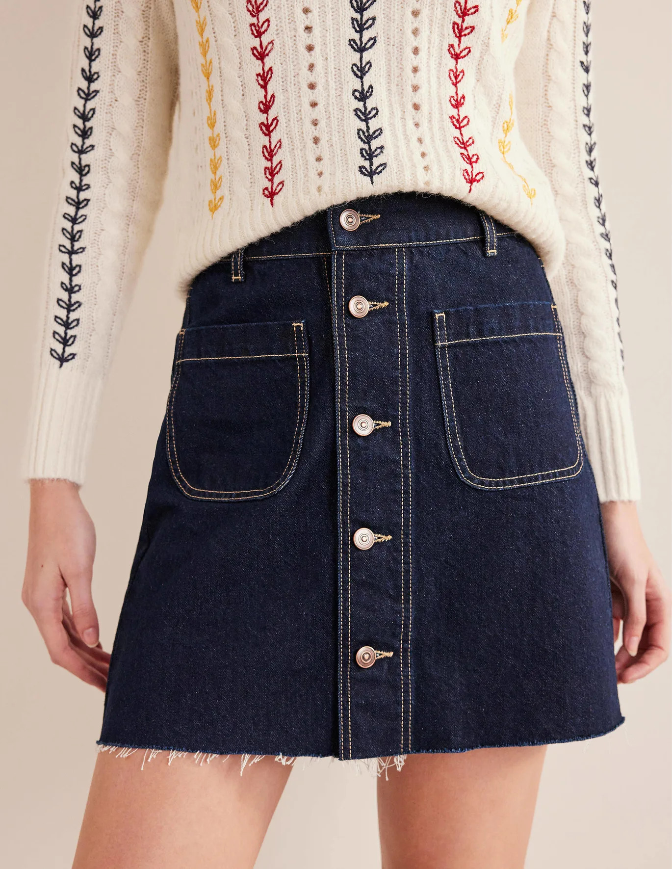 BUTTON THROUGH DENIM MINI | Boden (US)