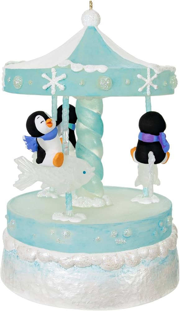 Hallmark Keepsake Christmas Ornament 2024, Playful Penguins on Carousel Musical With Light and Mo... | Amazon (US)